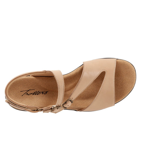 Trotters Riva T2016-234 Womens Beige Leather Strap Sandals Shoes