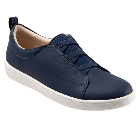 Trotters Avrille T2051-400 Womens Blue Wide Leather Lifestyle Sneakers Shoes