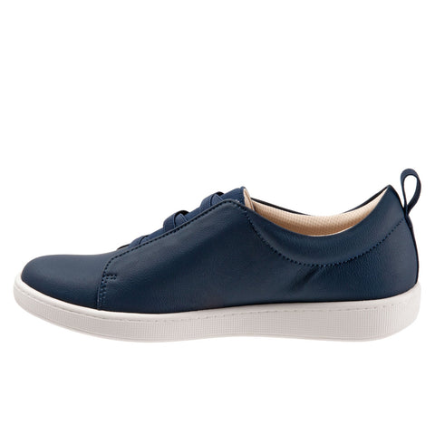 Trotters Avrille T2051-400 Womens Blue Wide Leather Lifestyle Sneakers Shoes