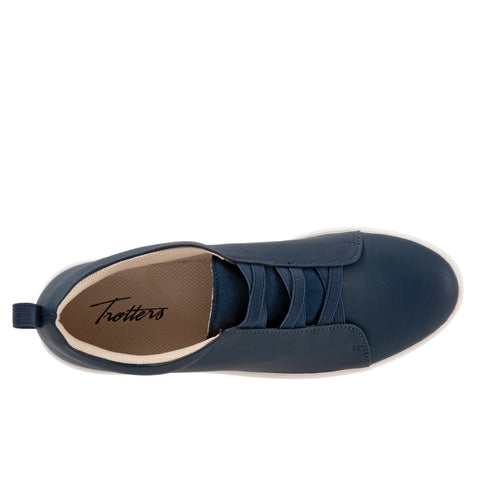 Trotters Avrille T2051-400 Womens Blue Wide Leather Lifestyle Sneakers Shoes