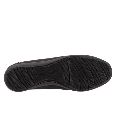 Trotters Deanna T2055-101 Womens Black Wide Leather Loafer Flats Shoes