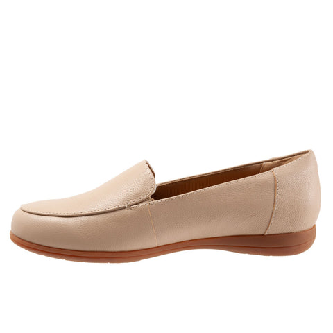 Trotters Deanna T2055-130 Womens Beige Extra Wide Leather Loafer Flats Shoes