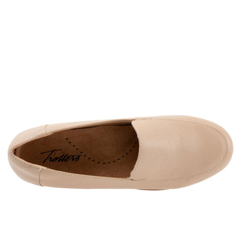 Trotters Deanna T2055-130 Womens Beige Extra Wide Leather Loafer Flats Shoes