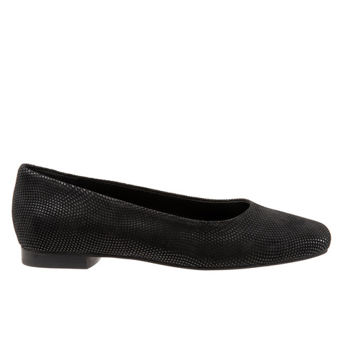 Trotters Honor T2057-004 Womens Black Wide Leather Ballet Flats Shoes