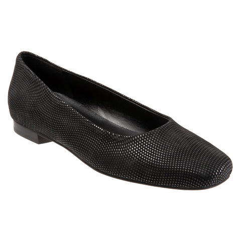 Trotters Honor T2057-004 Womens Black Wide Leather Ballet Flats Shoes