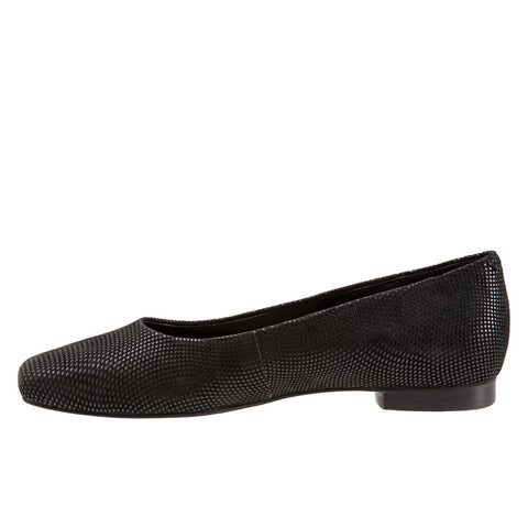 Trotters Honor T2057-004 Womens Black Wide Leather Ballet Flats Shoes