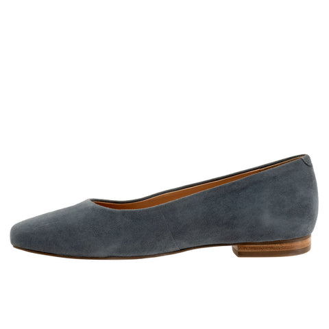 Trotters Honor T2057-471 Womens Gray Suede Slip On Ballet Flats Shoes