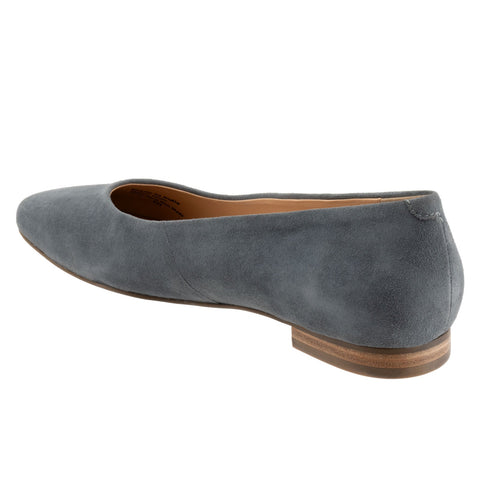 Trotters Honor T2057-471 Womens Gray Suede Slip On Ballet Flats Shoes