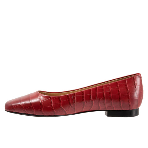 Trotters Honor T2057-607 Womens Red Narrow Leather Ballet Flats Shoes