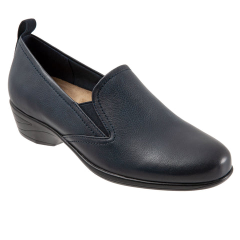 Trotters Reggie T2065-400 Womens Blue Leather Slip On Loafer Flats Boots