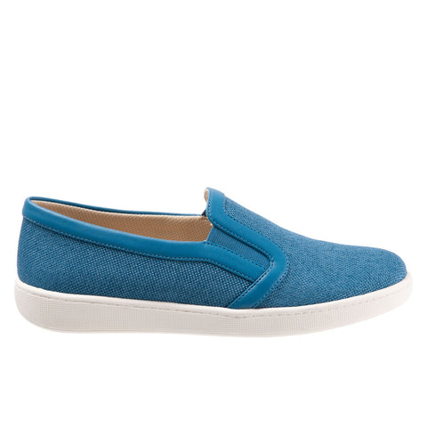 Trotters Alright T2101-427 Womens Blue Wide Leather Lifestyle Sneakers Shoes