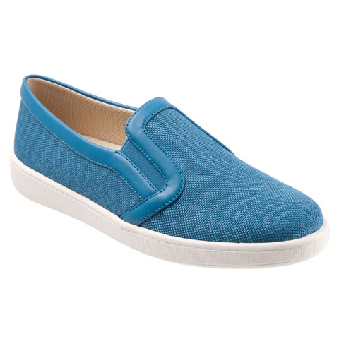 Trotters Alright T2101-427 Womens Blue Wide Leather Lifestyle Sneakers Shoes