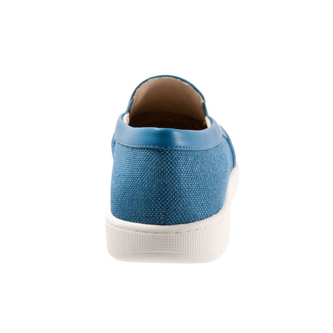 Trotters Alright T2101-427 Womens Blue Wide Leather Lifestyle Sneakers Shoes