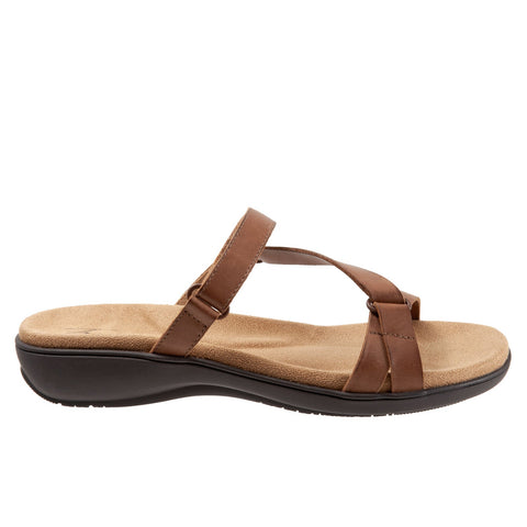 Trotters Raja T2108-215 Womens Brown Narrow Leather Strap Sandals Shoes