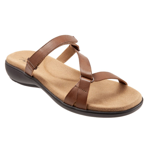 Trotters Raja T2108-215 Womens Brown Narrow Leather Strap Sandals Shoes