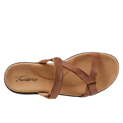 Trotters Raja T2108-215 Womens Brown Narrow Leather Strap Sandals Shoes