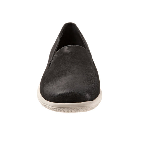 Trotters Universal T2110-036 Womens Black Nubuck Slip On Loafer Flats Shoes