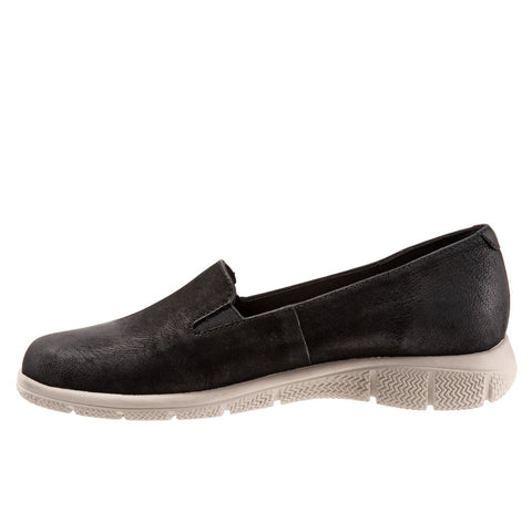 Trotters Universal T2110-036 Womens Black Nubuck Slip On Loafer Flats Shoes