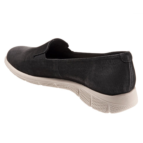 Trotters Universal T2110-036 Womens Black Wide Nubuck Loafer Flats Shoes