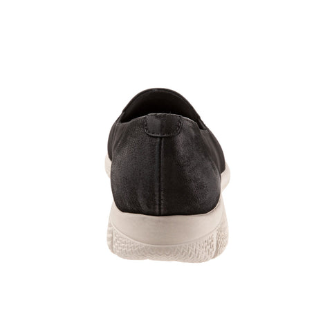 Trotters Universal T2110-036 Womens Black Nubuck Slip On Loafer Flats Shoes
