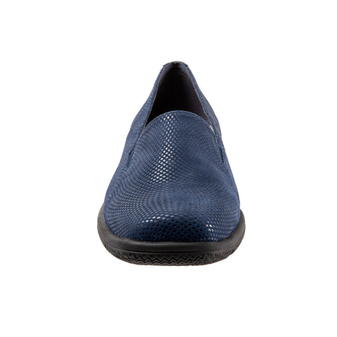 Trotters Universal T2110-406 Womens Blue Leather Slip On Loafer Flats Shoes