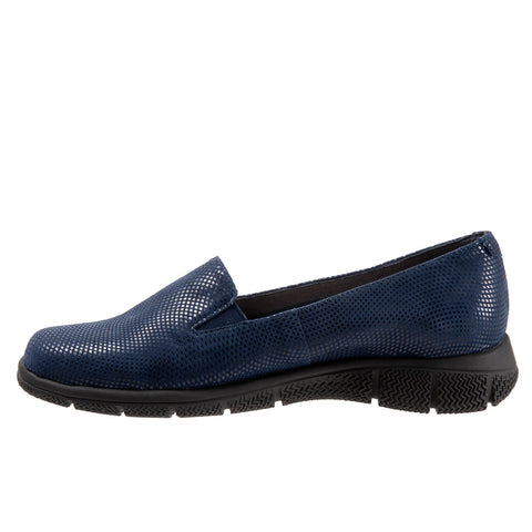 Trotters Universal T2110-406 Womens Blue Leather Slip On Loafer Flats Shoes