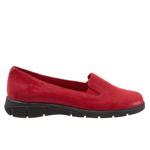 Trotters Universal T2110-623 Womens Red Wide Leather Loafer Flats Shoes