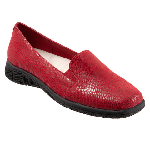 Trotters Universal T2110-623 Womens Red Wide Leather Loafer Flats Shoes