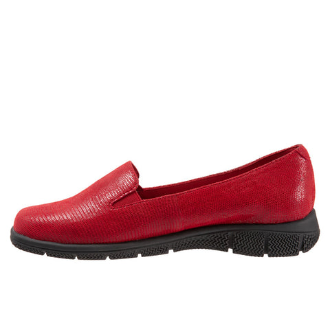 Trotters Universal T2110-623 Womens Red Wide Leather Loafer Flats Shoes
