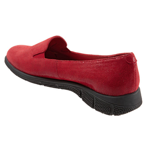 Trotters Universal T2110-623 Womens Red Wide Leather Loafer Flats Shoes