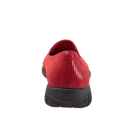 Trotters Universal T2110-623 Womens Red Wide Leather Loafer Flats Shoes