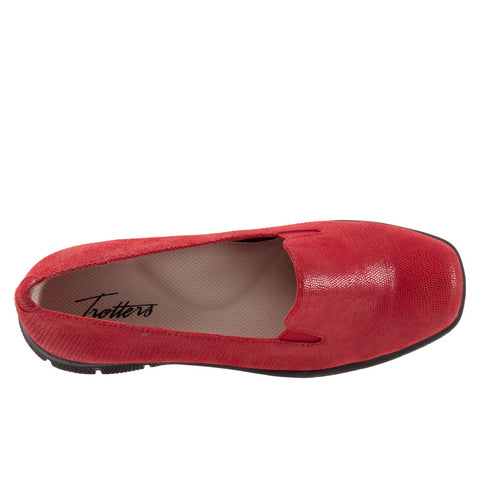Trotters Universal T2110-623 Womens Red Wide Leather Loafer Flats Shoes