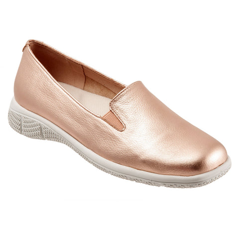 Trotters Universal T2110-720 Womens Gold Narrow Leather Loafer Flats Shoes