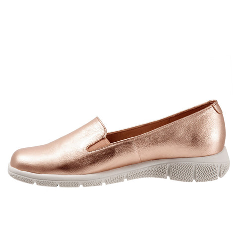 Trotters Universal T2110-720 Womens Gold Leather Slip On Loafer Flats Shoes
