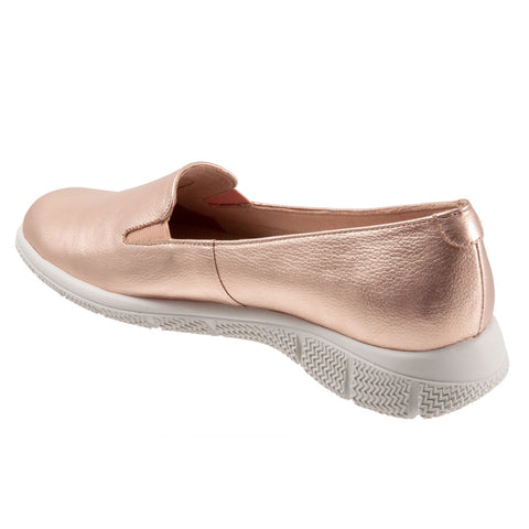 Trotters Universal T2110-720 Womens Gold Leather Slip On Loafer Flats Shoes