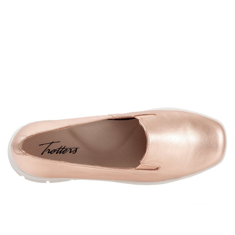 Trotters Universal T2110-720 Womens Gold Leather Slip On Loafer Flats Shoes