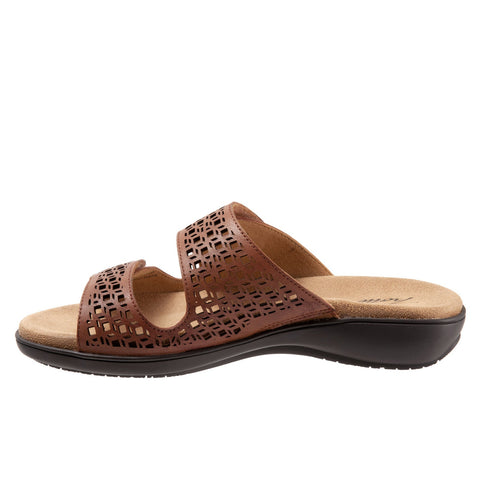 Trotters Ruthie T2113-215 Womens Brown Wide Leather Slides Sandals Shoes