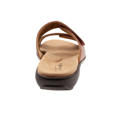 Trotters Ruthie T2113-215 Womens Brown Wide Leather Slides Sandals Shoes