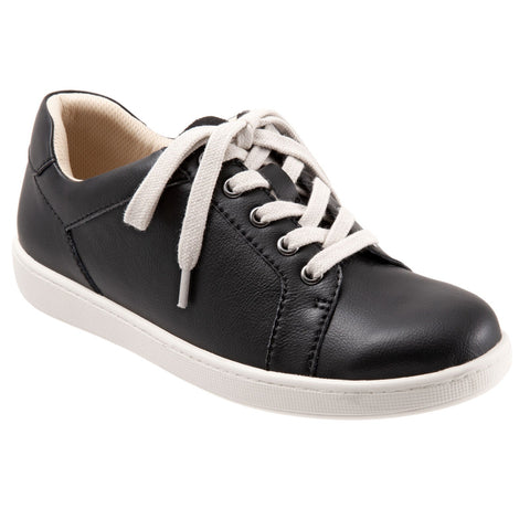 Trotters Adore T2117-001 Womens Black Wide Leather Lifestyle Sneakers Shoes