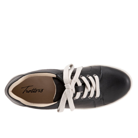 Trotters Adore T2117-001 Womens Black Wide Leather Lifestyle Sneakers Shoes