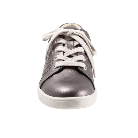 Trotters Adore T2117-033 Womens Silver Leather Lifestyle Sneakers Shoes
