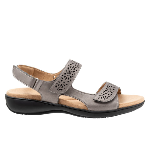 Trotters Romi T2118-033 Womens Gray Leather Strap Slingback Sandals Shoes