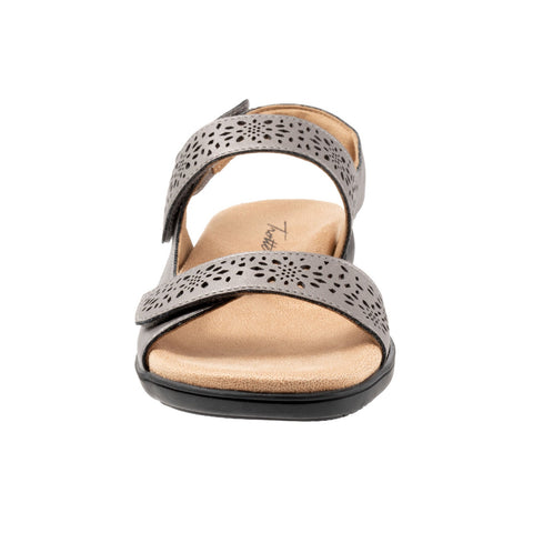 Trotters Romi T2118-033 Womens Gray Leather Strap Slingback Sandals Shoes