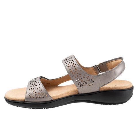 Trotters Romi T2118-033 Womens Gray Leather Strap Slingback Sandals Shoes