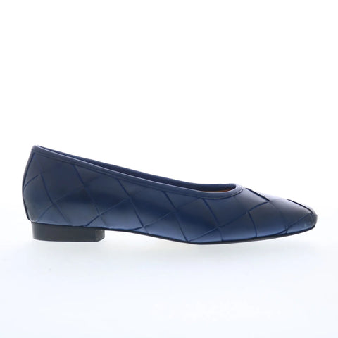 Trotters Hanny T2125-427 Womens Blue Leather Slip On Pumps Heels Shoes