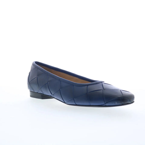 Trotters Hanny T2125-427 Womens Blue Leather Slip On Pumps Heels Shoes