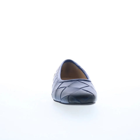 Trotters Hanny T2125-427 Womens Blue Leather Slip On Pumps Heels Shoes