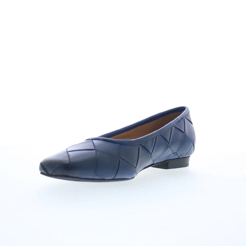 Trotters Hanny T2125-427 Womens Blue Leather Slip On Pumps Heels Shoes