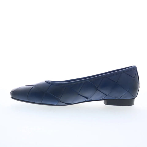 Trotters Hanny T2125-427 Womens Blue Leather Slip On Pumps Heels Shoes