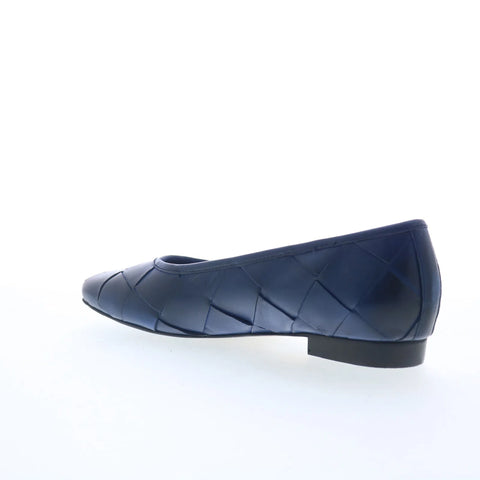 Trotters Hanny T2125-427 Womens Blue Leather Slip On Pumps Heels Shoes